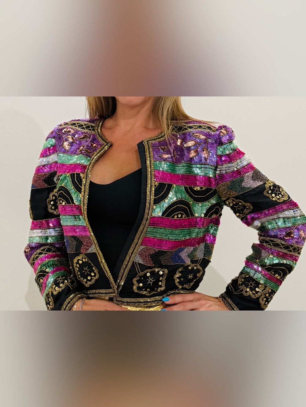 Laurence Kazar New York vintage Hand sewn sequin beaded vintage jacket